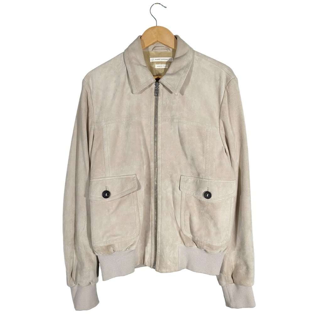 Marc Jacobs Soft leather cargo jacket cream mens size medium / 50